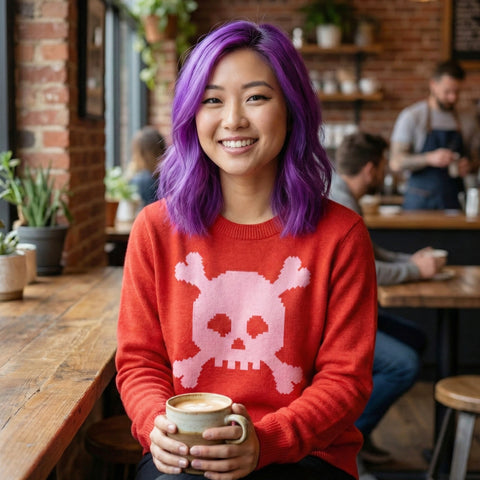 Knitted Sweater Dead Skullz - Pink