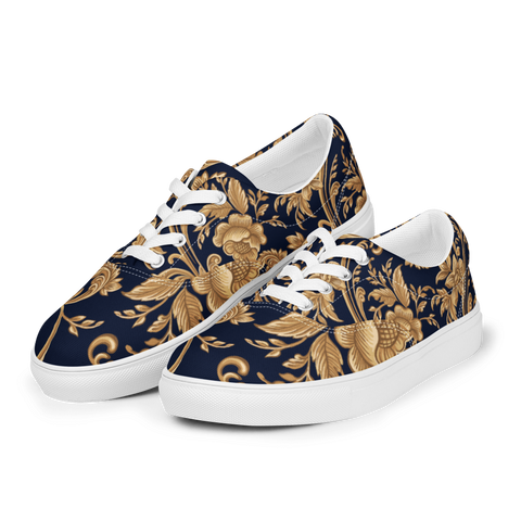 Gold Floral Canvas Shoes